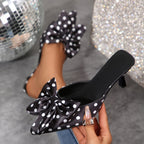 Damen Mules mit eleganter Schleifen-Applikation und modischem Punktedesign R&B