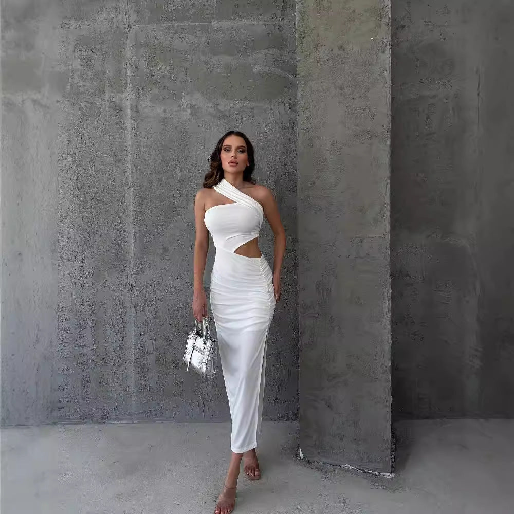 Damen Asymmetrisches Maxikleid mit Cut-Out-Details und raffinierten Rüschendetails R&B