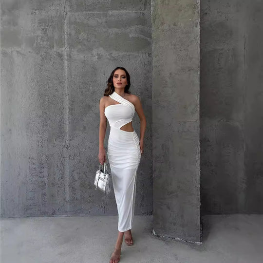 Damen Asymmetrisches Maxikleid mit Cut-Out-Details und raffinierten Rüschendetails R&B