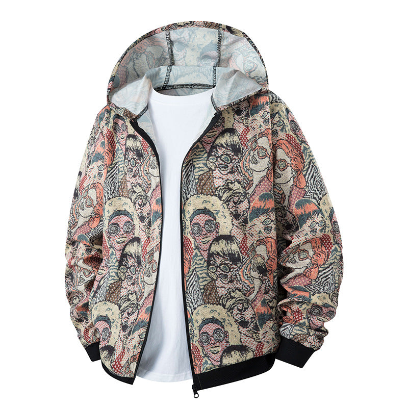 Damen leichte Windbreaker-Jacke mit farbenfrohem Muster und atmungsaktiven Eigenschaften R&B