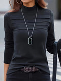Damen Langarmshirt mit stilvollem Stehkragen und modischen Falten R&B