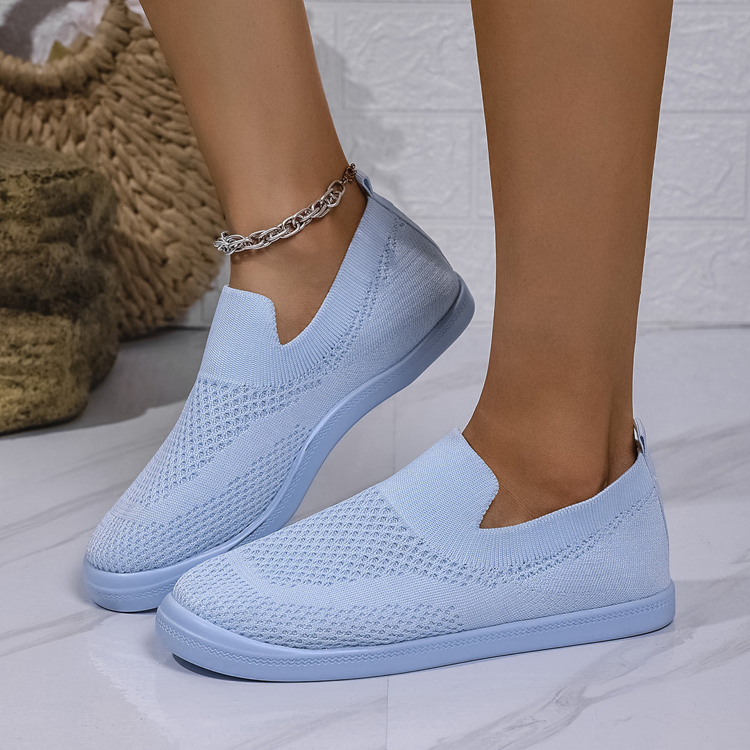 Damen Slip-On Sneakers mit atmungsaktivem Strickoberteil und flexiblem Sohlenprofil R&B