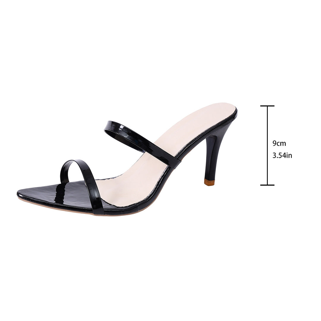 Damen Elegante Plateau-Hochhackige Sandalen mit doppeltem Riemen und spitzer Zehenpartie R&B