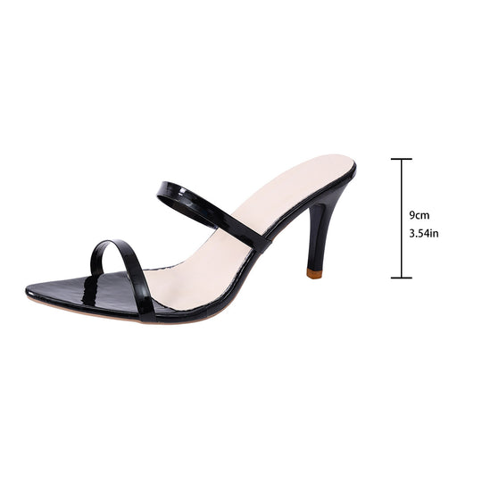 Damen Elegante Plateau-Hochhackige Sandalen mit doppeltem Riemen und spitzer Zehenpartie R&B