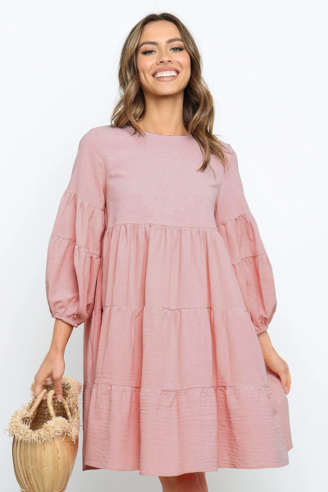 Damen romantisches Sommerkleid mit voluminösen Ärmeln und Rüschendetails R&B