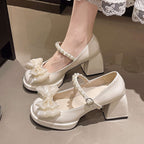 Damen elegante Mary Jane Schuhe mit Perlen-Detail R&B