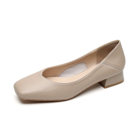 Damen elegante Ballerinas mit quadratischer Kappe und komfortablem Blockabsatz R&B