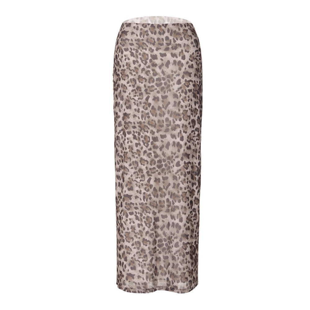 Damen Maxi-Rock mit elegantem Leoprint und hohem Schlitz R&B