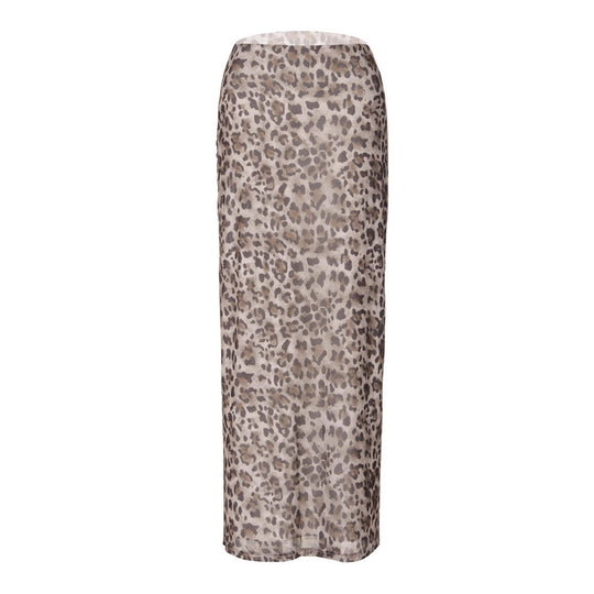 Damen Maxi-Rock mit elegantem Leoprint und hohem Schlitz R&B