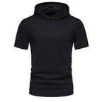 Herren Kurzarmkapuzenpullover mit strukturiertem Design