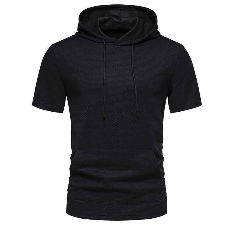 Herren Kurzarmkapuzenpullover mit strukturiertem Design