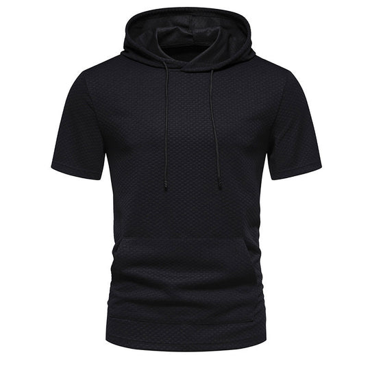 Herren Kurzarmkapuzenpullover mit strukturiertem Design R&B