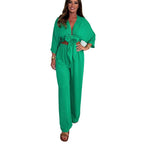 Damen Eleganter Jumpsuit mit verspieltem Knoten und weit geschnittenen Beinen R&B