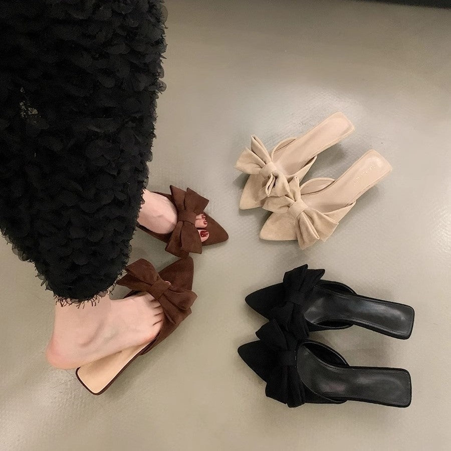 Damen elegante Mules mit Schleifenakzenten R&B