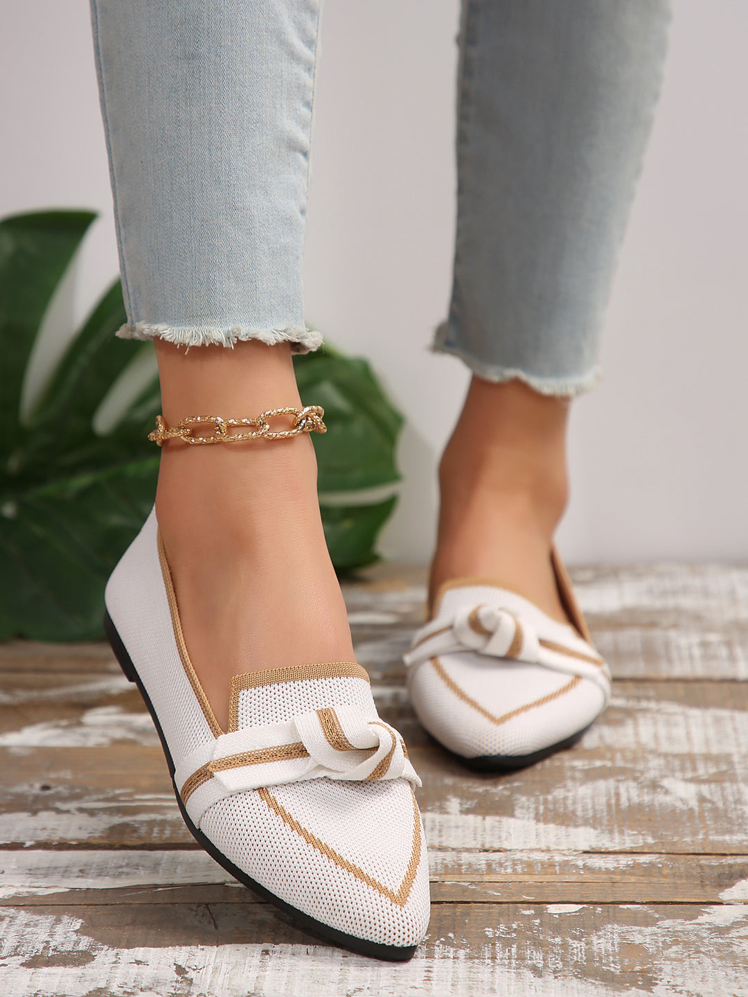 Damen elegante Mokassins mit modischem Schleifen-Detail R&B
