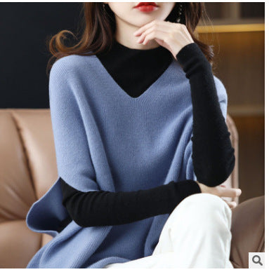 Damen Strickponcho mit V-Ausschnitt und eleganter Silhouette R&B