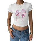 Damen Crop-Top mit zartem Schleifenmotiv R&B