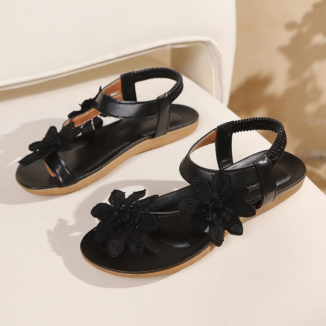 Damen Sandalen mit floralem Dekor und elastischen Riemen R&B