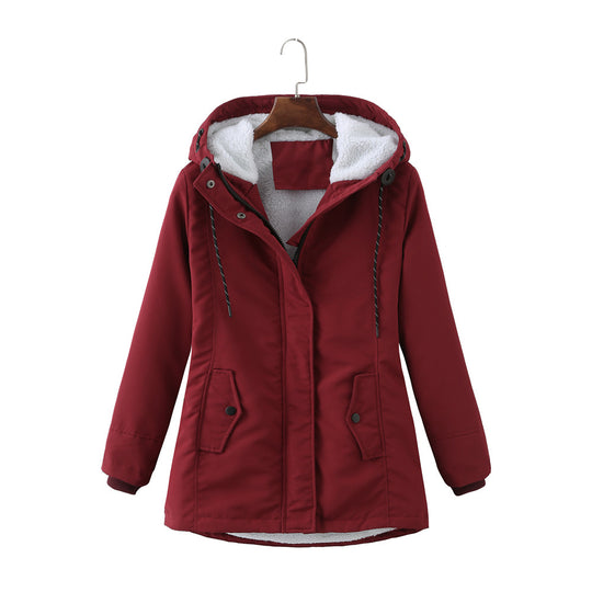 Damen warme Fleecegefütterte Parka-Jacke mit verstellbarem Taillenzug R&B