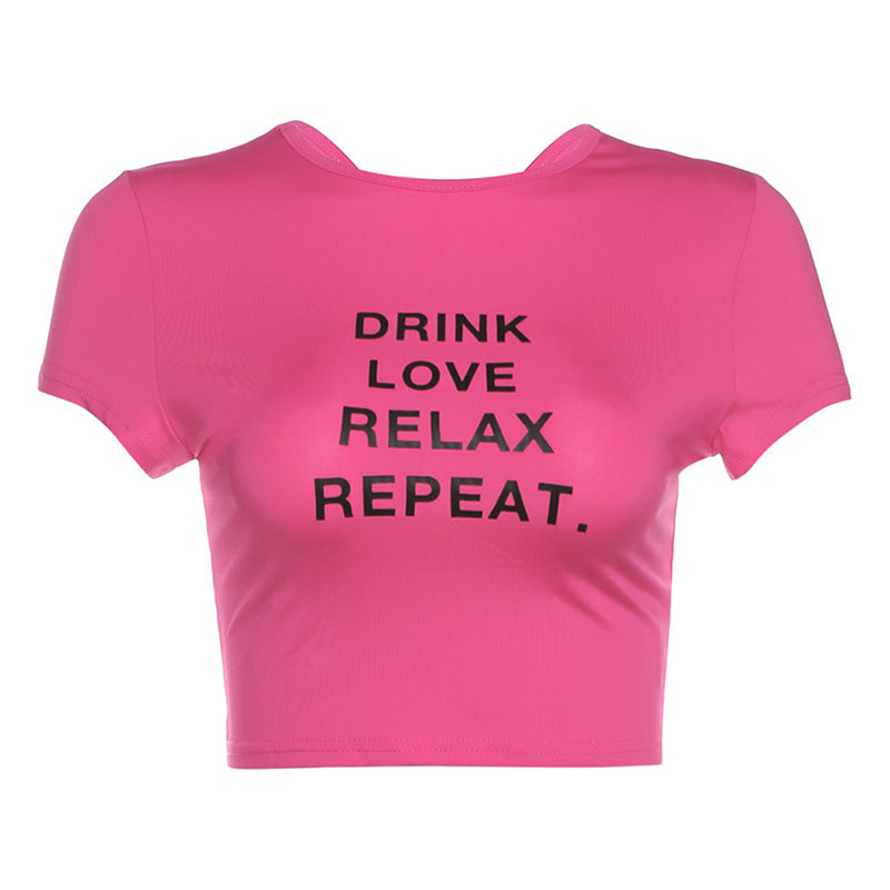 Damen cropped T-Shirt mit Motivdruck R&B