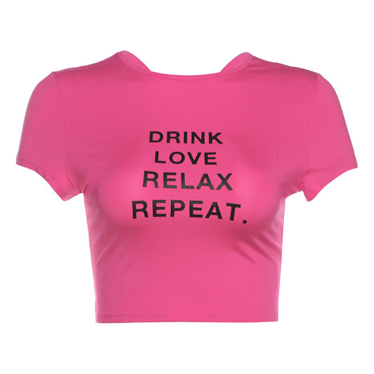 Damen cropped T-Shirt mit Motivdruck R&B