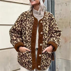 Damen warme Leopardenmuster Jacke R&B