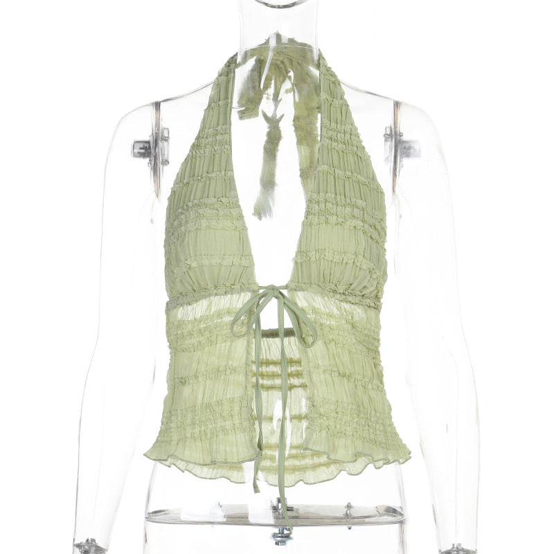 Damen Haltertop mit verspieltem Rüschendesign R&B