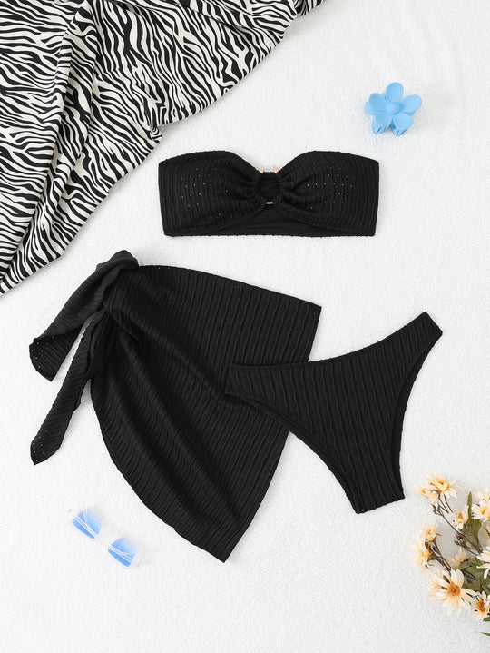 Damen Bandeau-Bikini-Set mit individuell anpassbarem Wickelrock R&B
