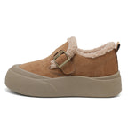 Damen bequemes Slipper mit wärmendem Innenfutter und modischem Schnallen-Design R&B