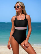 Damen Sportlicher Einteiler Badeanzug mit figurformendem Design R&B