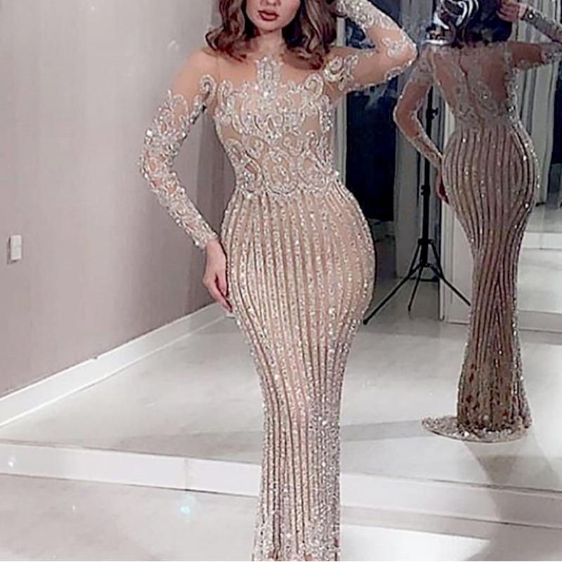 Damen Elegantes Abendkleid mit glitzernden Pailletten und schmalem Schnitt R&B