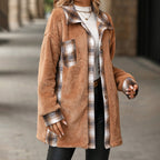 R&B | Fleecejacke mit Karodetails Knopfverschluss Warm und Lässiger Stil