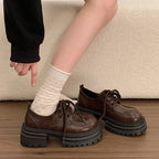 Damen Modische Schnürschuhe mit robustem Plateau-Heel und elegantem Obermaterial R&B