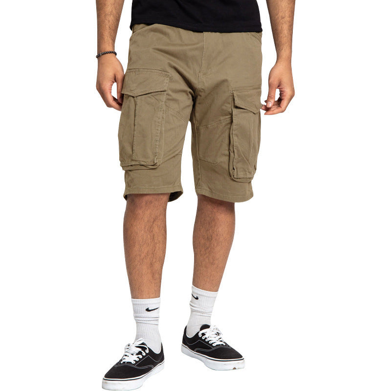 Herren nan Cargoshorts mit großen Klappentaschen, geradem Bein und lockerer Knielänge R&B