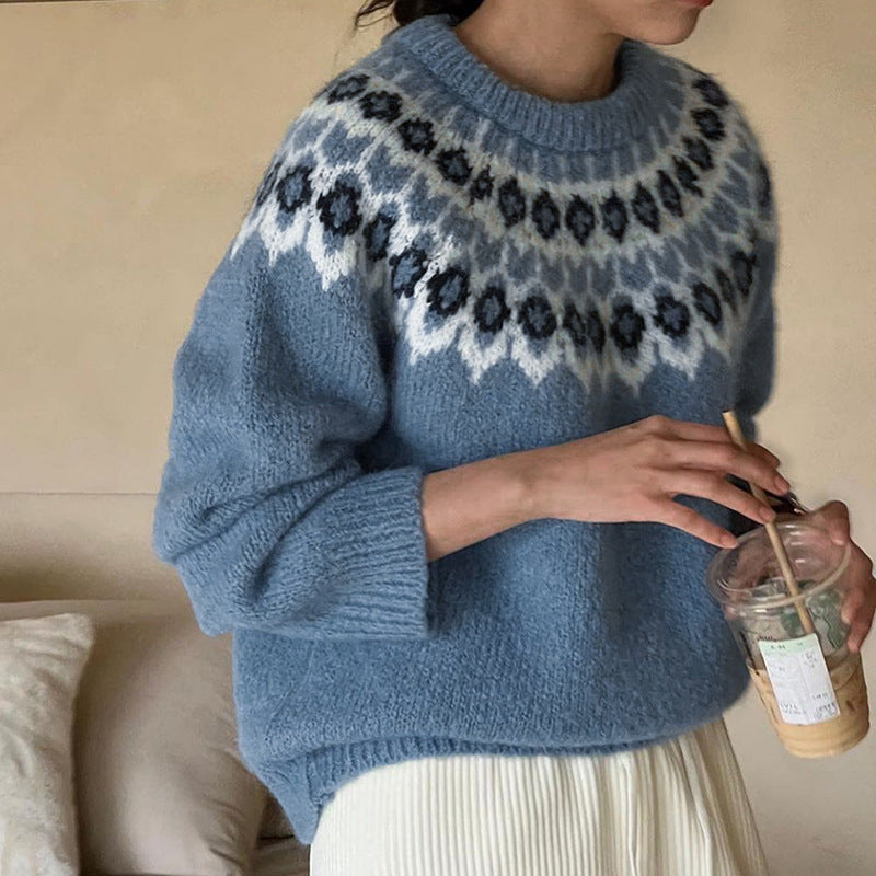 Damen Strickpullover mit traditionellem Norwegermuster R&B