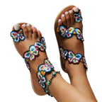 Damen dekorative Sandalen mit funkelnden Schmetterlingsapplikationen R&B