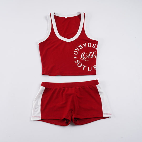 Damen Sportliches Set mit Crop-Top und kurzen Shorts R&B
