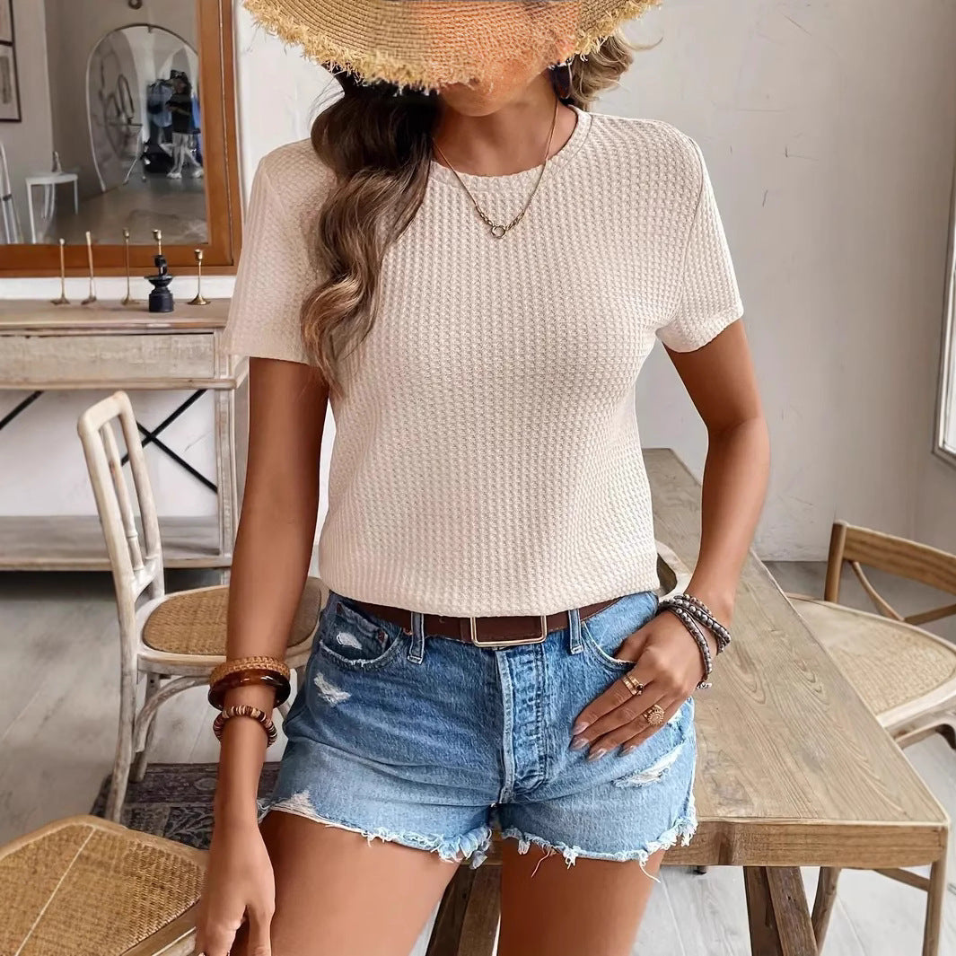 Damen T-Shirt mit strukturiertem Design und natürlichem Stoff R&B