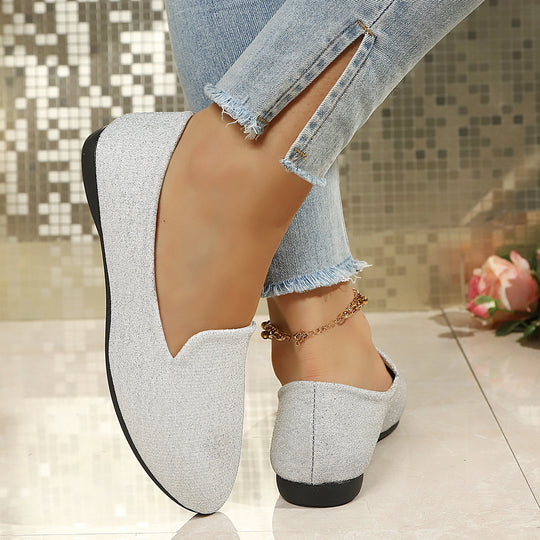 Damen Glitzernde Ballerinas mit elegantem V-Ausschnitt R&B