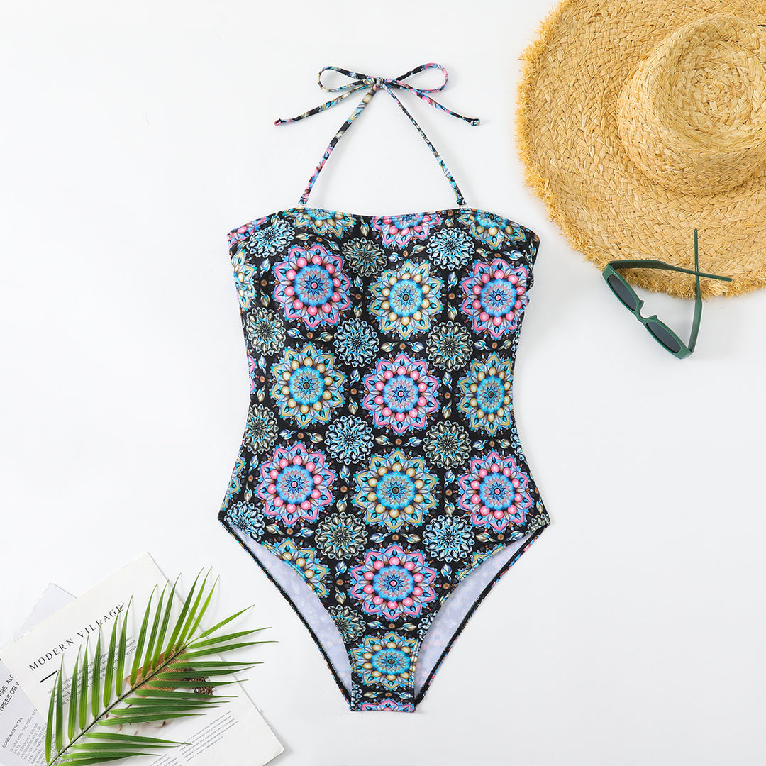 Damen Bandeau-Badeanzug mit einzigartigem Mandala-Muster R&B