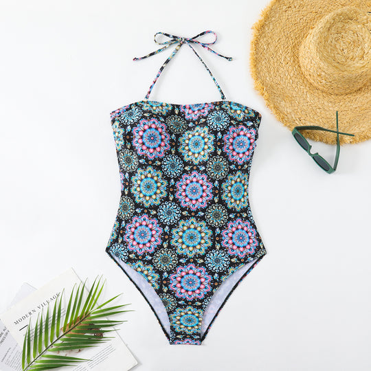Damen Bandeau-Badeanzug mit einzigartigem Mandala-Muster R&B