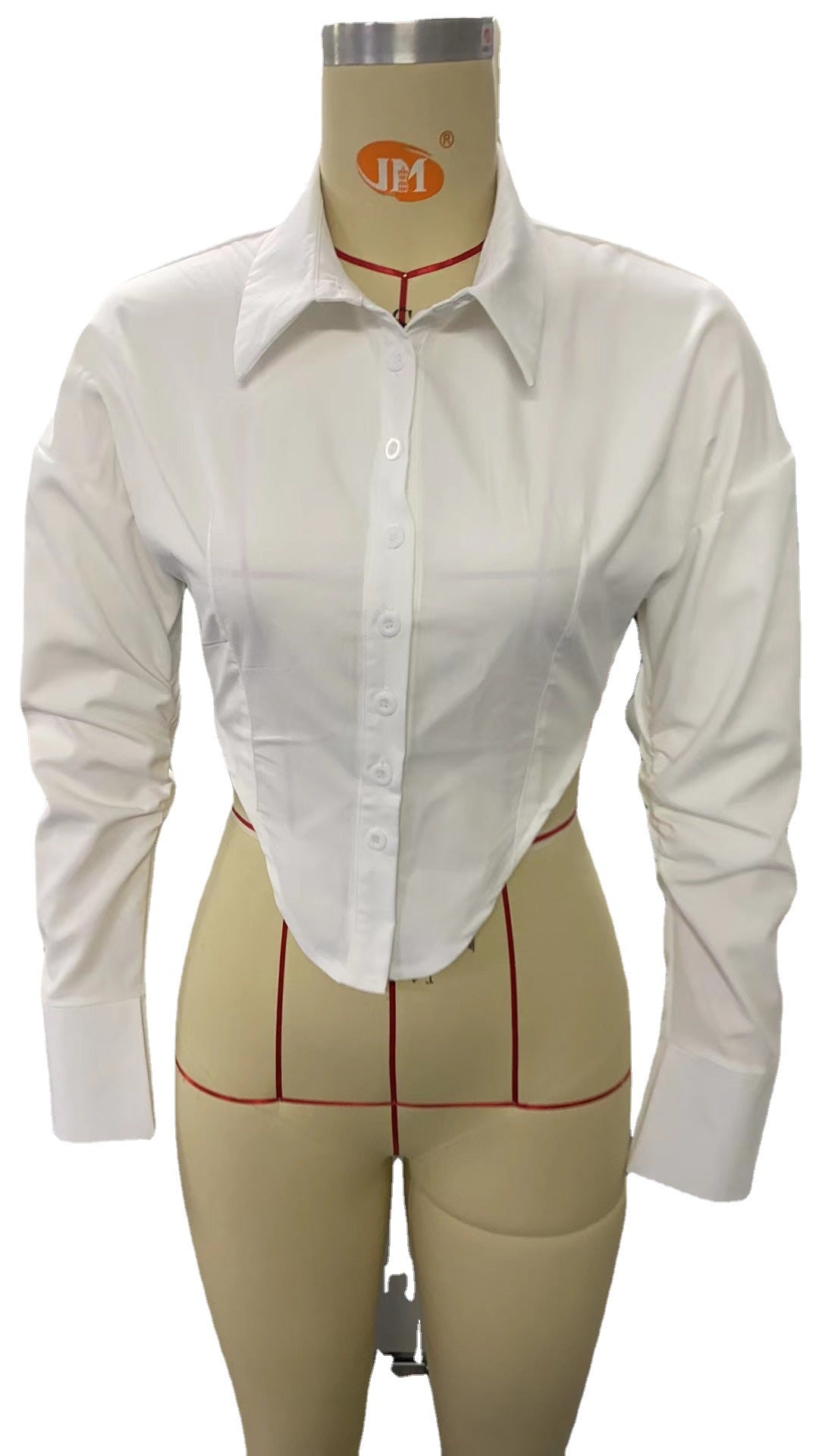 Damen modische Bluse mit elegantem taillierten Schnitt und klassischem Kragen R&B