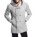 Herren Modische Doppelreihige Jacke mit Kapuze R&B