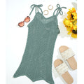 Damen Häkel-Strandkleid mit verstellbaren Trägern und dekorativem Netzdesign EB