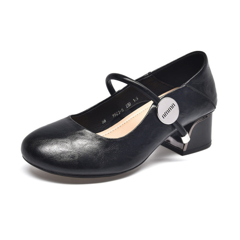 Damen elegante Mary Jane Ballerinas mit herausnehmbarem Fußbett und komfortablem Blockabsatz R&B