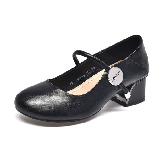 Damen elegante Mary Jane Ballerinas mit herausnehmbarem Fußbett und komfortablem Blockabsatz R&B