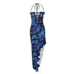 Damen Boho Maxikleid mit floralem Print und Schnürung R&B
