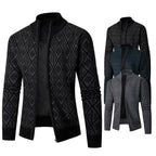 Herren Strickjacke mit modernem Zipper und stilvollem Rautenmuster