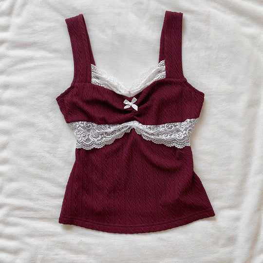 Damen Spitzen-Detail Top R&B
