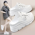 Damen Chunky Slipper mit modischem Schnürsenkel-Design und atmungsaktiver Obermaterialkombination R&B